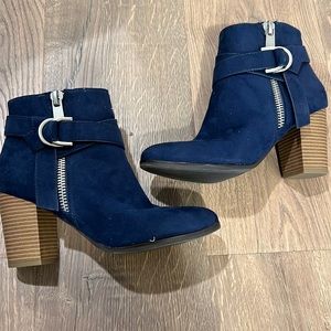 Blue heeled boots